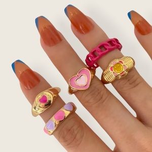 Pink Pinterest Ring Set